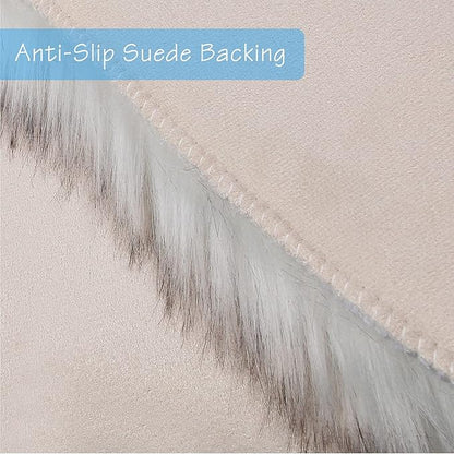 duduta White Black Faux Sheepskin Runner Rugs 2x6 ft, Fluffy Shag Bedroom Rug Fur Couch Sofa Covers Washable
