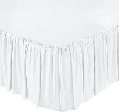 Amazon Basics Lightweight Ruffled Bed Skirt, Classic Style, Soft and Stylish 100% Microfiber With 16" Drop, King, Bright White, Solid