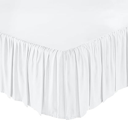 Amazon Basics Lightweight Ruffled Bed Skirt, Classic Style, Soft and Stylish 100% Microfiber With 16" Drop, Full, White, Solid