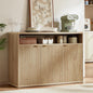 LEYAOYAO Buffet Cabinet with Storage, 45" Wide Fluted Accent Sideboard Credenza with 3 Doors & Open Storage Shelf, Modern Kitchen Wood Media Console Cabinet for Dining Room, Entryway, Natural Oak