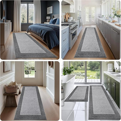 Machine Washable Runner Rug 32" x 120", Non Slip Kitchen Mat for Floor, Absorbent Entryway Rug for Kitchen, Bedroom, Living Room, Hallway, Door (Roll Packing)