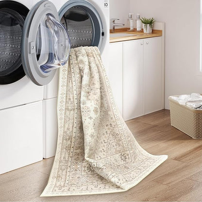 zesthome 8x10 Area Rugs for Living Room,Non-Slip Backing Washable Rugs,Vintage Large Area Rug，Stain Resistant Home Decor Rug