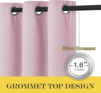 NICETOWN Bedroom Curtain Room Darkening Drapery - Home Fashion Microfiber Thermal Insulated Solid Grommet Room Darkening Curtain for Kitchen (Lavender Pink, 1 Panel, 52 inches Wide by 72 inches Long)