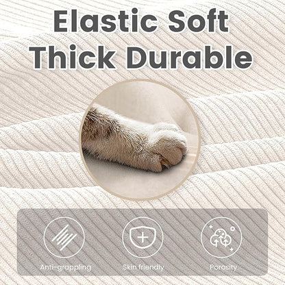 78'' Modular Sectional Cloud Couch with 2 Movable Ottoman, 4 Seat Comfy Modern Corduroy Sofa with 2 Throw Pillows, Deep Seat Sleeper Couch for Living Room Bedroom Apartment, Beige