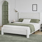 Queen Size Bed Frame, Boucle Upholstered Platform Bed with Headboard and Footboard, Soft Rounded Corners, No Box Spring Required, Easy Assembly, White