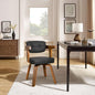 Art Leon Home Office Desk Chair - Mid Century Modern Chair, Faux Leather Office Chair No Wheels, Comfy Accent Arm Chair with Wood Legs for Small Spaces Living Room Bedroom Study, Black/Walnut