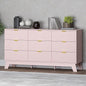 Fluted 9 Drawer Dresser, 57.1" Wide Modern Boho Chest of Drawers, Wooden Storage Dresser TV Stand for Bedroom, Living Room, Closet, Hallway, Curved Profile Design