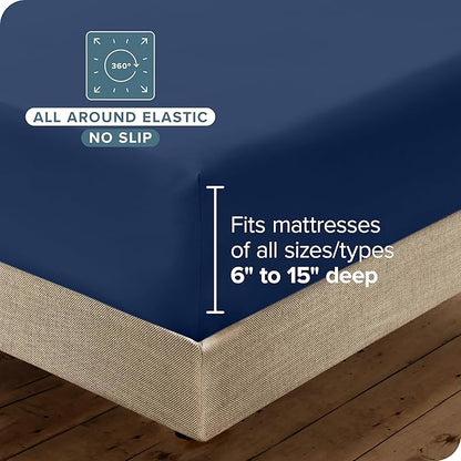 Bare Home Hotel Luxury King Sheet Set, Extra Soft - 6 Piece Set - Deep Pockets - Easy Fit - Cooling & Breathable - Wrinkle, Fade, Stain Resistant - Includes 4 Pillowcases (King, Dark Blue)