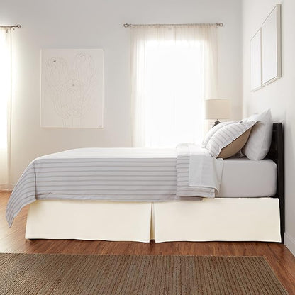 Amazon Basics Lightweight Pleated Bed Skirt, Queen, Off White, Solid