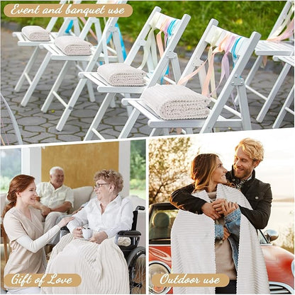 Buryeah 12 Pcs Flannel Throw Blanket Bulk 50 x 60 in Sleepover Blanket Outdoor Wedding Throw Lightweight, Oeko-tex Standard 100 Certified for Sofa Homeless Gifts (Cream White)