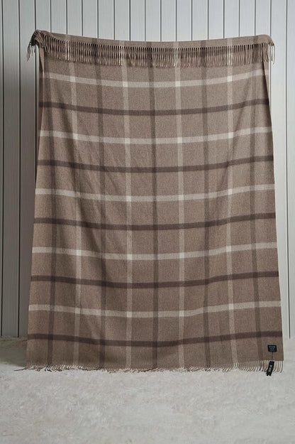 EP Mode 100% Pure Cashmere Throw Blanket for Sofa, Classic Design with Gift Box (Neutral Windowpane)