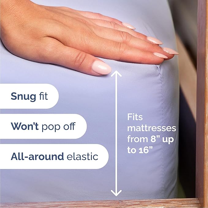 Full 6 Piece Sheet Set - Cooling, Comfy & Breathable - Hotel Luxury Bedding, Includes Fitted Sheet for Women, Men, Kids and Teens - 1 Flat, 1 Fitted Sheet, 4 Pillowcases with Deep Pockets - Lavender