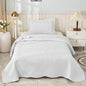 MarCielo 3-Piece 100% Cotton Oversized Bedspread Lightweight Quilt Coverlet Embroidery Farmhouse Bedding Set T0 (Bright White, Twin (68"x86"))