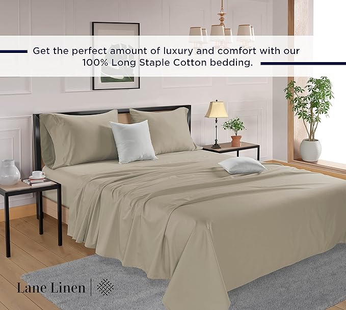 LANE LINEN Queen Size Bedding Set – 100% Cotton Queen Size Bed Set with 600 Thread Count, Soft & Cooling Fabric, Value Bedding for Daily Use, Hotel Sateen Finish, 15" Deep Pocket – Linen