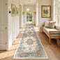 Area Rugs 2'6''x12' Washable Non-Slip, Floral Vintage Distress Print Pattern Medallion Carpet for Living Room Bedroom Dining Room, Beige Navy Blue Orange Colorful