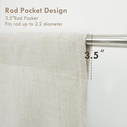 DriftAway Double Layer Linen Blackout Tie Up Curtains Thermal Insulated Fully Lined Balloon Roman Shade Bathroom Window Adjustable Rod Pocket for Small Window 39 Inch by 55 Inch Beige