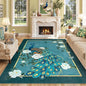 Lahome Peacock Washable Rugs 5x7, Soft Blue Rug for Living Room Bedroom, Floral Vintage Non-Slip Low Pile Stain Resistance Carpet for Farmhouse Dining Room Office, Blue