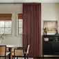 Maroon Pinch Pleated Linen Curtains 108 Inches Long for Living Room 2 Panels Set Flax Double Pleated Drapes Back Tab Farmhouse Ceiling Floor 108 Inch Window Curtains Bedroom Chestnut Reddish Brown