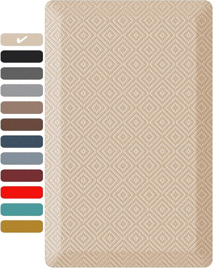 Ophanie Kitchen Mats for Floor, 3/4 inch Thick, 20x32 Anti Fatigue Christmas Cushioned Mat, Kitchen Rug, Waterproof, Comfort Ergonomic Standing Mat for Office, Home, Sink, Beige Non-Slip Ridged Bottom