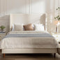 Queen Size Upholstered Bed Frame, Wingback Headboard BedframesHarper, 54" Tall Headboard Platform Beds/No Box Spring Needed/Easy Assembly/Elegant Simplicit, Beige Boucle
