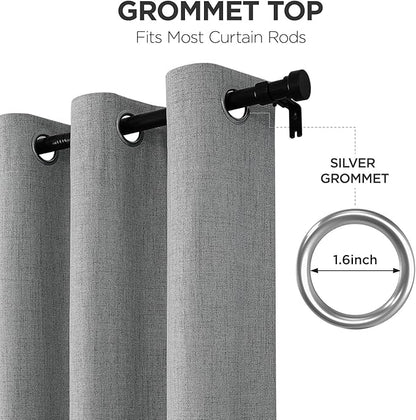 Joydeco Blackout Curtains 63 Inches Long 2 Panels Burg, Room Darkening Curtains for Bedroom, 100% Black Out Textured Thermal Drapes Privacy Protection 2 Panels Set(W52 x L63 Inch, Light Grey)