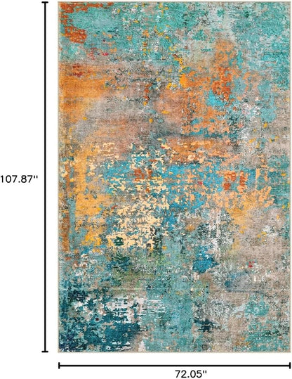 Lahome Modern Abstract Area Rug 6x9 Rugs for Living Room, Washable Accent Bedroom Rug Low Pile Non Slip, Colorful Soft Indoor Contemporary Carpet for Dining Room Table Apartment