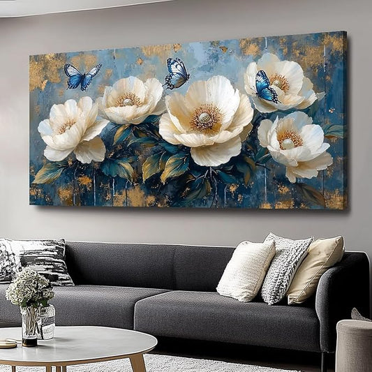 Flowers Canvas Wall Art - Modern landscape Paintings for Living Room, Bedroom Wall Decor, Framed Wall Art for Home or Office Decoration, Large Wall Art 20"x40"(50CMx100CM)