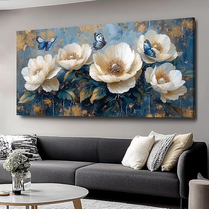 Flowers Canvas Wall Art - Modern landscape Paintings for Living Room, Bedroom Wall Decor, Framed Wall Art for Home or Office Decoration, Large Wall Art 75x150cm(30x60in)