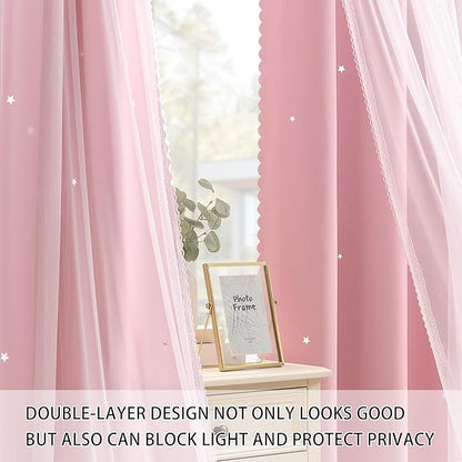 XiDi Pink Curtains for Bedroom, Girls Room Blackout Curtains, Kids Room Darkening Curtains, Light Pink Decor, 1 Panel Light Pink/34/72/1