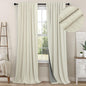 Pitalk Living Room Curtains Ideas Modern Black Out Curtains for Bedroom Windows Treatments 84 Heat & Cold Blocking Drapes for Sliding Glass Door Back Tab 2 Panels Cottage Linen Textured Cream Beige