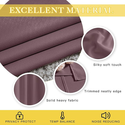 NICETOWN Wide Curtain 84 inch Length for Living Room, Grommet Thermal Insulated Blackout Room Divider Curtain Sound Proof Light Blocking for Patio/French Door (Dry Rose, 1 Panel, W80 x L84)