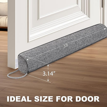 Door Draft Stopper Weighted Triangular Draft Stoppers for Bottom of Door 38" Underdoor Draft Blocker Seal Guard for Window Sill All-Season Gap Filler for Cold Air, Noise, and Light, Grey