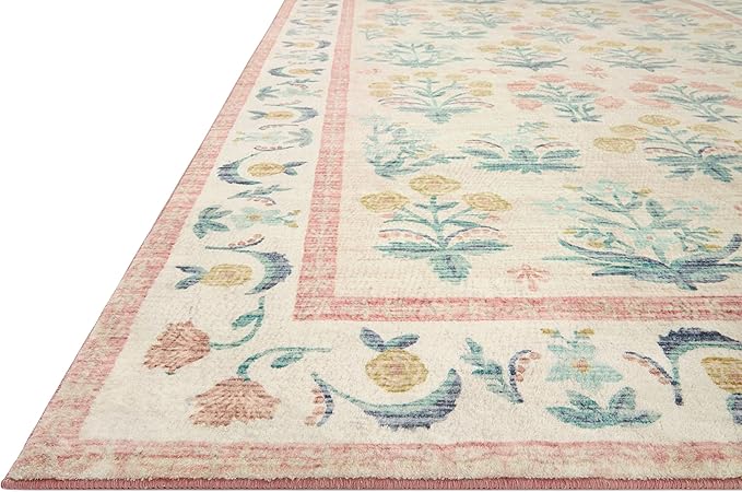 Loloi Rifle Paper Co. Eden Collection EDE-01 Mughal Rose Blush 2'-3" x 3'-9" Accent Rug feat. CloudPile™
