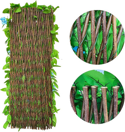 GLANT Expandable Fence Privacy Screen for Balcony Patio Outdoor,Decorative Faux Ivy Fencing Panel,Artificial Hedges (Single Sided Leaves) (2, Blue Flowers)