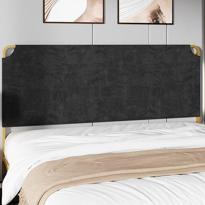 King Size Bed Frame with 12 Storage Drawers and Headboard, Metal Platform Bedframe, No Box Spring Needed, Stable and Solid, Noise Free. (Black+Velvet, King)