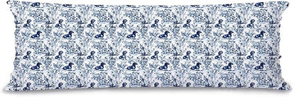 Chinoiserie Dachshund 20x54inch Body Pillows Decorations Covers, Blue and White Dog Grandmillennial Decorative Long Hug Throw Pillow Covers Pillowcases for Bed Couch