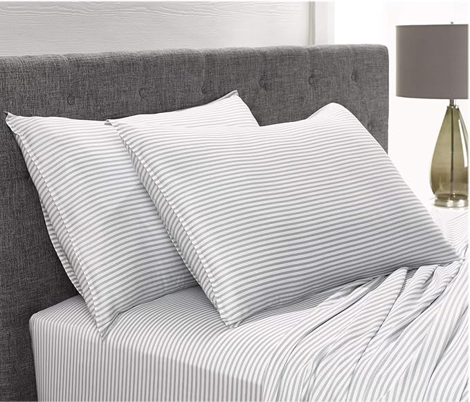 Pure Bamboo Full Sheets, Genuine 100% Organic Viscose Derived from Bamboo Bed Sheet Set, Luxuriously Soft & Cooling, Double Stitching, 2 Year Quality Promise (Full, Stripes)