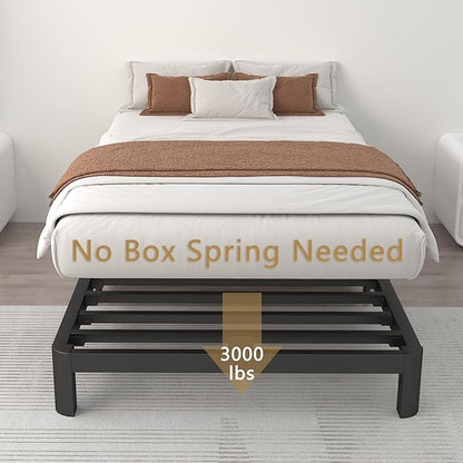 ITIMIDI 4 Inch Twin Bed Frame, Easy Assembly, Platform Bed Frames with Metal Gaskets, Round Corner Leg, No Box Spring Needed, Heavy Duty Steel Slat Support, Anti-Slip Mattress Stopper, Black