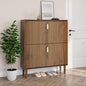 Smuxee Shoe Cabinet with 2 Flip Drawers, 31.5" Walnut Hidden Shoe Storage Cabinet with Line Groove Design, Freestanding Shoe Organizer Cabinet for Hallway, Entryway, Living Room