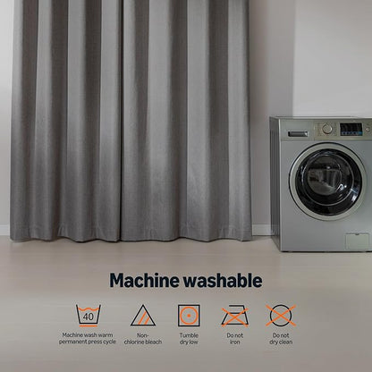 Amazon Basics Faux Linen Blackout Curtains for Bedroom and Living Room, 2-Piece Set with Grommets, 52" W x 63" L, Grey