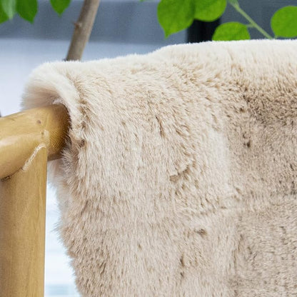 Light Brown Beige Fluffy Faux Rabbit Shag Fur Rugs for Bedroom Small Fuzzy Washable Runners Rugs for Living Room 2x6 Rug Runner Nursery