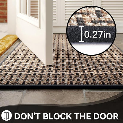 Door Mat 24x72 Dirt Resistant and Absorbent, Non-Slip Rubber Backing Floor Mats, Easy Clean Low-Profile Doormat for Entryway, Front Door, Inside Entrance Black