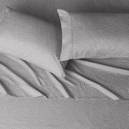 Amazon Basics Lightweight Super Soft Easy Care Microfiber 4 Piece Bed Sheet Set With 14-inch Deep Pockets - Queen, Grey Arrows,Printed