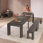 Transformer Table - Solid Wood Extendable Dining Table, Seats 2-12, Extendable Dining Room Table, Space-Saving Furniture, Expandable Dining Furniture (Dark Grey, Table + Bench + Coffee Table)