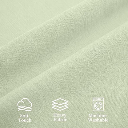 RYB HOME Sage Green Chenille Velvet Curtains 96 inches for Bedroom Living Room Office, 100% Light Blocking Thermal Insulated Soundproof Window Curtains & Drapes with Back Tab, W52 x L96, 2 Panels