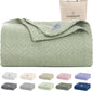 Cloud Scape Linen 100% Cotton Blanket King 92x108 Seafoam - Cozy Herringbone Weave, Fits Up to Cal King Beds, Breathable Softness, All-Season Warmth, Heavy Layering Winter Blanket