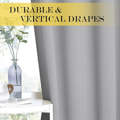 NICETOWN Blackout Patio Curtains 100 x 144 Inches Long for Sliding Door Extral Wide Blackout Curtain Panels Thermal Insulated Room Divider - Grommet Top, 100" W x 144" L, 1 Panel, Silver Grey
