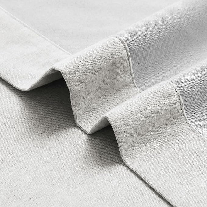 Macochico 100% Blackout Chenille Curtains 96 Inches Long for Hotel Nursery Noise Reducing Thermal Curtains for Bedroom Living Room Grommet White Curtains with Tieback 52" Wx96 L Classic 1 Panel