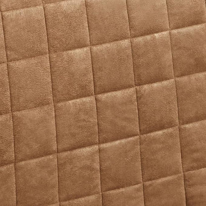 Camden Luxury Bedding | Neutral Camel Color | Fitted Extra Long Hollywood Daybed | Faux Suede Box Quilted Design | 5 Piece Set Includes Extra Long Hollywood Cover, 2 Bolster Shams, & 2 Bolster Pillows