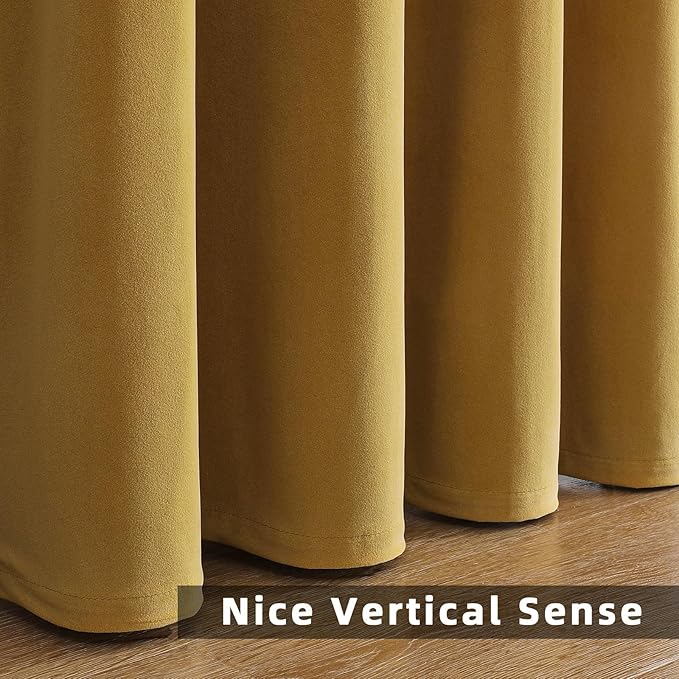 Joydeco Brown Velvet Curtains 63 inch Length 2 Panels, Luxury Blackout Rod Pocket Thermal Insulated Window Curtains, Super Soft Room Darkening Drapes for Living Dining Room Bedroom,W52 x L63 inches